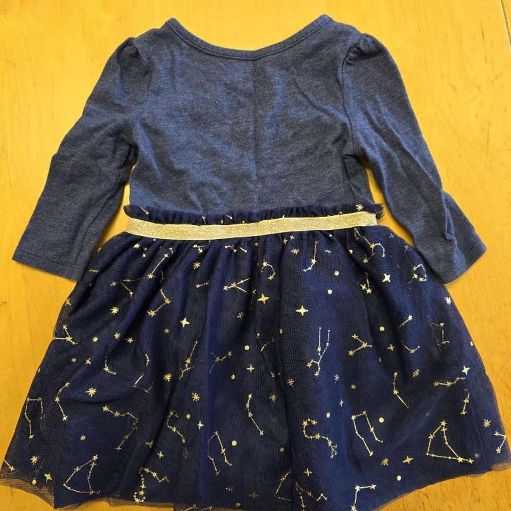 Cat & Jack Blue And Gold Constellation Dress